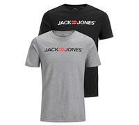 JACK & JONES Paquete de 2 Camisetas para Hombre, Light Grey Mel./Black, XXL (EU)
