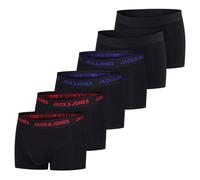 JACK & JONES Paquete de 6 calzoncillos para hombre, de algodón, elásticos, estilo retro, negro/rojo/verde/azul/gris, tallas S/M/L/XL/XXL/3XL/4XL/5XL/6XL/7XL/8XL, XXXL