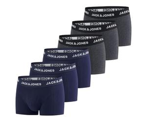 JACK & JONES Paquete de 6 calzoncillos para hombre, de algodón, elásticos, estilo retro, negro/rojo/verde/azul/gris, tallas S/M/L/XL/XXL/3XL/4XL/5XL/6XL/7XL/8XL, XXXL