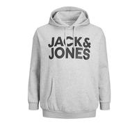 JACK & JONES PLUS ECORP Logo Sweat Hood PS, Gris Claro, Jaspeado/Estampado impresión Grande, XXL para Hombre