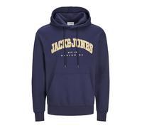JACK & JONES PLUS Jjecaleb Varsity Sweat Hood Pls Sudadera con Capucha, Azul Marino, XXXXXL para Hombre