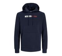 JACK & JONES PLUS Jjecorp Logo Sweat Hood Play Pls Sudadera con Capucha, Navy Blazer/Print:Play 5, XXXXXXL para Hombre