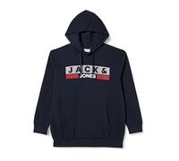 JACK & JONES PLUS JJECORP Logo Sweat Hood PLS Sudadera, Navy Blazer/Print:Play 4, 6XL para Hombre