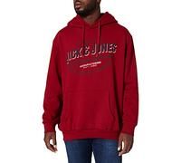 JACK & JONES PLUS Jjelogo Sudadera con Capucha 2 Col 21/22 Noos PS Suéter, Red Dahlia, 3XL Grandes para Hombre