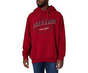 JACK & JONES PLUS Jjelogo Sudadera con Capucha 2 Col 21/22 Noos PS Suéter, Red Dahlia, 3XL Grandes para Hombre