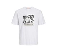 JACK&JONES PLUS Jormarbella AOP Branding tee SS Cn Pls Camiseta, Blanco Brillante, XXXXXL para Hombre