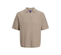 JACK & JONES Polo Jorparos Knit Easter SS Crochet, Beige, M Hombres