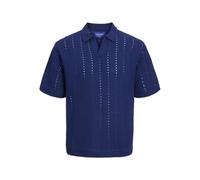JACK & JONES Polo Jorparos Knit Easter SS Crochet, Ocean Cavern, S Hombres