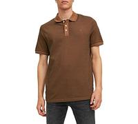 JACK & JONES Polo para hombre de tejido piqué, marrón, S