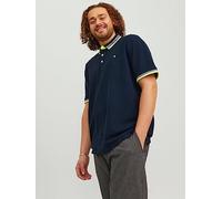 Jack & Jones Polo Paulos Plus para Hombre (Paquete de 1), Negro y Azul Marino. Detalles: neón, EU 7 X-Large US 5 x-Large