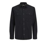 JACK & JONES Rddbrady Solid Overshirt L/S Sn Polo, Negro, L para Hombre