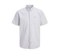 JACK & JONES Stripe Shirt SS Pls Jjdevin-Camiseta de Rayas, Blanco, 4XL Hombres