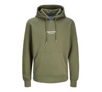 JACK & JONES Sudadera con capucha estampada para hombre, Verde oliva, XL