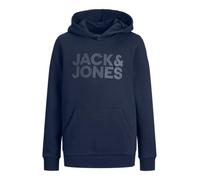 Jack & Jones Sudadera con capucha JJECORP – Logo Jersey básico, bolsillo canguro, Azul, Talla 128