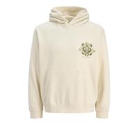 JACK & JONES Sudadera con Capucha para Hombre con Estampado en la Espalda, Blanco Envejecido., XL