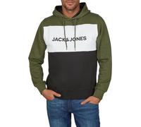 JACK & JONES Sudadera con capucha para hombre con estampado JWHLOGO Blocking Regular Fit Tallas grandes Jersey con capucha Verde Azul Beige Marino S M L XL XXL 3XL 4XL 5XL 6XL 7XL 8XL, Forest Night