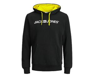 JACK & JONES Sudadera con capucha para hombre con logotipo, Safety Yellow/Reg Fit, L