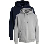 JACK & JONES Sudadera con capucha para hombre en paquete doble, Ultimate Grey/Navy Blazer, L