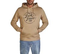 JACK & JONES Sudadera con capucha para hombre JJEADRIAN corte regular sudadera con capucha jersey suéter estampado negro gris verde marrón beige azul S M L XL XXL 3XL 4XL 5XL 6XL 7XL 8XL, Vajilla, XL