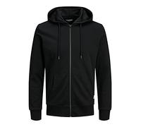 JACK & JONES Sudadera con Capucha y Cremallera para Hombre, Color Liso, Negro (Black), XL