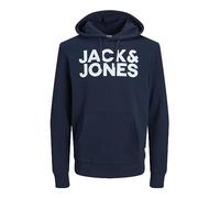 JACK & JONES Sudadera con capucha y logotipo para hombre, azul, XL