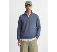 Azul Hombres Cotton/Recycled/Polyester Sudadera Con Media Cremallera Liso L EU