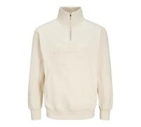 JACK & JONES Sudadera Hombre Media Cremallera Impreso Sudadera Media Cremallera, Blanco Envejecido., S