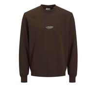 JACK & JONES Sudadera 'JJESOHO' marrón oscuro / blanco L marrón oscuro / blanco