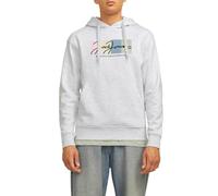 JACK & JONES Sudadera Jorportland Block Branding Hood Capucha, Blanco Brillante. Detalles: Mezcla, XXL para Hombre
