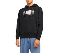JACK & JONES Sudadera Jorportland Block Branding Hood Capucha, Negro, S para Hombre