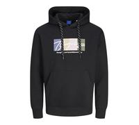 JACK & JONES Sudadera Jorportland Block Branding Hood Capucha, Negro, XS para Hombre