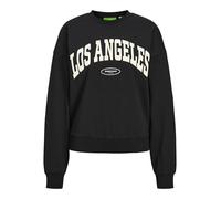 Jack & Jones Sudadera Jxmerle Spring RLX Short LS Crew SWT para Mujer, Negro/Estampado: Los Ángeles, M, Negro/Estampado: Los Ángeles, M