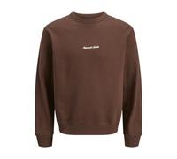 JACK & JONES Sudadera para Hombre JORNORREBRO EMB Sweat Crew - Corte Relajado, Caoba Profunda, M