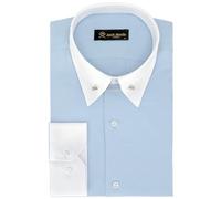 Jack Martin - Camisa con Cuello Pin - Camisas Formales de Corte Slim para Hombre (Oxford Azul,XL)