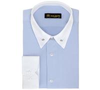 Jack Martin - Camisa con Cuello Pin - Camisas Formales de Corte Slim para Hombre (Raya Azul,XL)