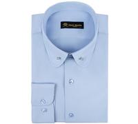 Jack Martin Camisa Hombre Cuello Redondo con Barra | Camisas de Negocios y Camisas Casuales de Corte Ajustado y Manga Larga (Liso Azul,S)