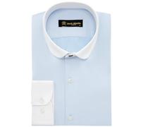 Jack Martin London Camisa con Cuello Redondo para Hombre | Camisas Negocios Slim fit y Camisas Casual con Cuello Redondo | Camisa Estilo Retro (Espiga Azul,XXL)