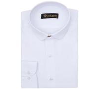 Jack Martin London Camisa con Cuello Redondo para Hombre | Camisas Negocios Slim fit y Camisas Casual con Cuello Redondo | Camisa Estilo Retro (Espiga Blanco,XXL)