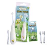 Jack N' Jill Cepillo de dientes eléctrico para niños pequeños con cabezal de repuesto, limpieza suave, hecho para dientes pequeños, luz de inspección LED, para bebés y niños, cerdas extra suaves (1