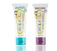 Jack N' Jill Kids Natural Toothpaste, Made With Natural Ingredients, Helps Soothe Gums & Fight Tooth Decay, Suitable From 6 Months+ - Blackcurrant & Blueberry Flavour Bundle 2 x 50g