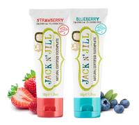 Jack N' Jill Kids Natural Toothpaste, Made With Natural Ingredients, Helps Soothe Gums & Fight Tooth Decay, Suitable From 6 Months+ - Blueberry & Strawberry Flavour Bundle 2 x 50g