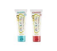 Jack N' Jill Kids Natural Toothpaste, Made With Natural Ingredients, Helps Soothe Gums & Fight Tooth Decay, Suitable From 6 Months+ - Blueberry & Strawberry Flavour Bundle 2 x 50g