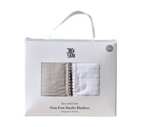 Jack o Juno Set de 2 mantas de muselina Pom Pom 120x120 cm Pearl & Dusty gray