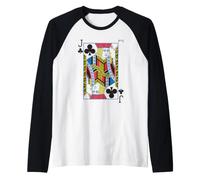 Jack of Clubs Playing Card Easy Halloween Group Costume Camiseta Manga Raglan