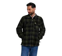 JACK PYKE Camisa Tundra para hombre - Camisa de franela a cuadros de manga larga con cremallera y forro polar, cuello abatible, múltiples bolsillos, puños de botón para disparar o uso casual, verde, L
