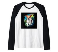 Jack Russel Terrier en colores de agua coloridos Camiseta Manga Raglan