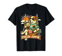 Jack Russell Bebiendo café Helado en un Columpio DIGOR Divertido Camiseta