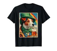 Jack Russell Bebiendo Cerveza Vintage Día de San Patricio Perro irlandés Camiseta