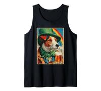 Jack Russell Bebiendo Cerveza Vintage Día de San Patricio Perro irlandés Camiseta sin Mangas