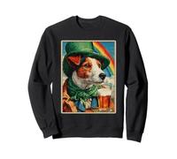 Jack Russell Bebiendo Cerveza Vintage Día de San Patricio Perro irlandés Sudadera